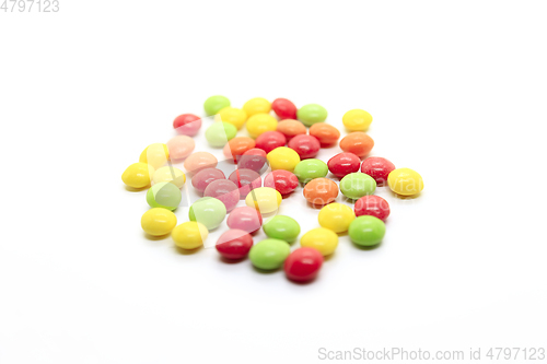 Image of Bright multicolored candy on a white background