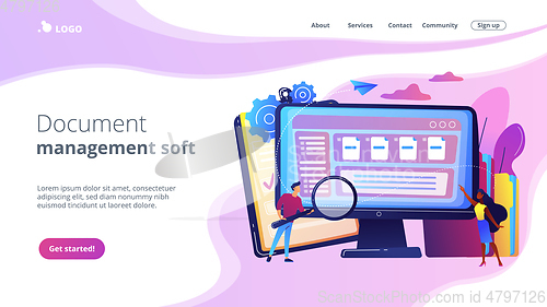 Image of Document management soft concept landing page.