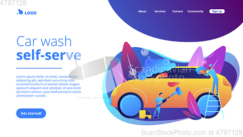 Image of Car wash service concept landing page.