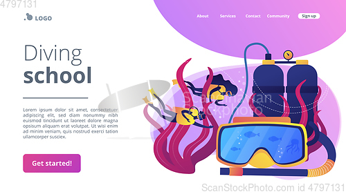 Image of Diving school concept landing page.