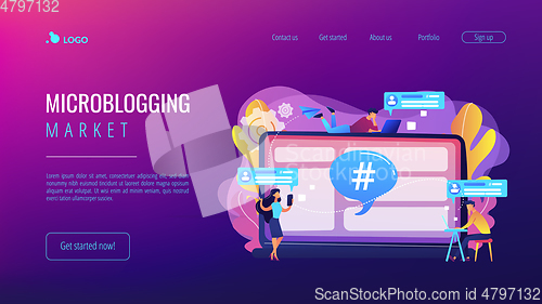 Image of Microblog platform concept landing page.