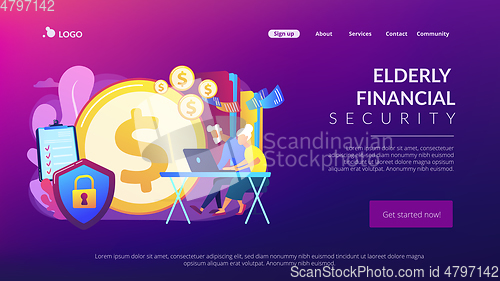 Image of Elderly financial security concept landing page