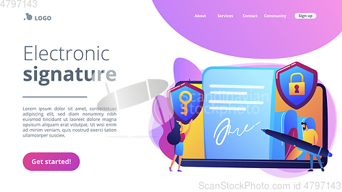 Image of Electronic signature concept landing page.