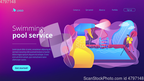 Image of Pool and outdoor cleaning concept landing page.