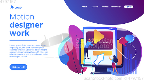 Image of Motion graphic design concept landing page.