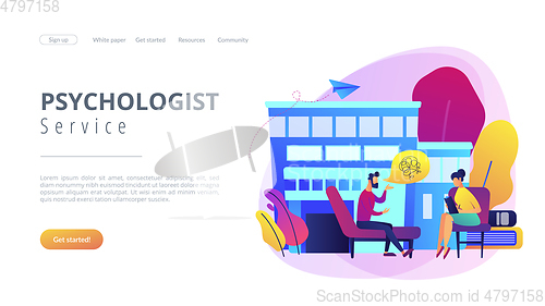 Image of Psychologist service concept landing page.