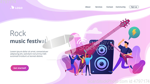 Image of Rock music concept landing page.