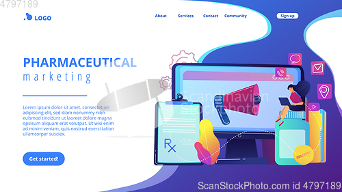 Image of Pharmaceutical marketing concept landing page.