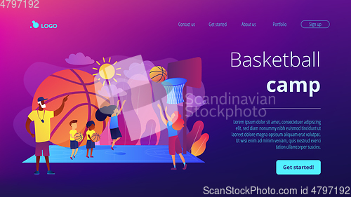 Image of Basketball camp concept landing page.