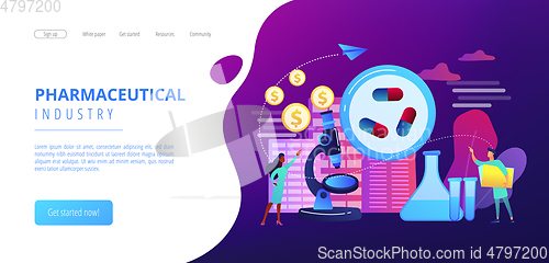 Image of Pharmacological business concept landing page.