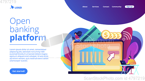 Image of Open banking platform concept landing page.
