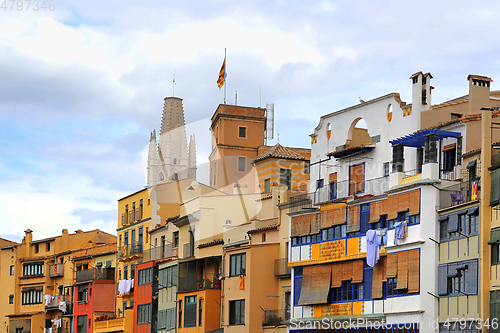 Image of Colorful old houses in Girona, Catalonia, Spain