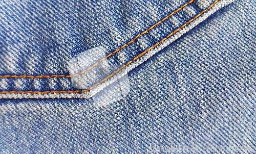 Image of Fragment of classic blue fashioned jeans