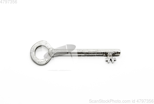 Image of Vintage silver key solated on white background