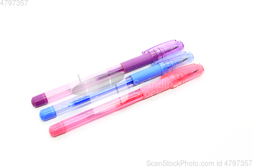 Image of Colorful gel pens isolated on a white background