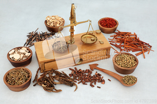 Image of Chinese Apothecary Scales and Herbs and Spices