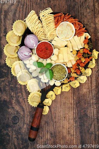 Image of Traditional Italian Pasta and Ingredients  