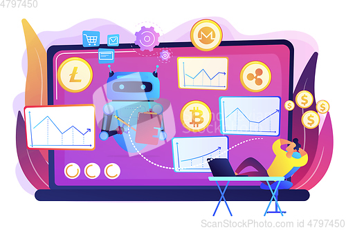 Image of Crypto trading bot concept vector illustration