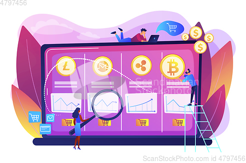 Image of Cryptocurrency trading desk concept vector illustration