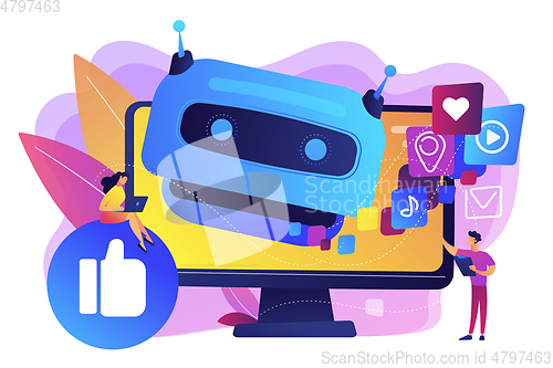 Image of AI in social media concept vector illustration.