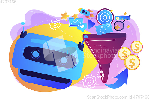 Image of AI-powered marketing tools concept vector illustration.