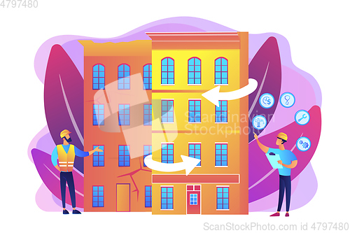 Image of Old buildings modernization concept vector illustration