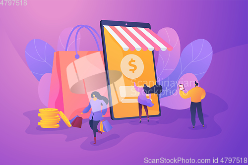 Image of Smart retail in smart city concept illustration.