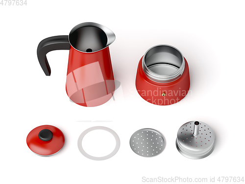 Image of Disassembled moka pot