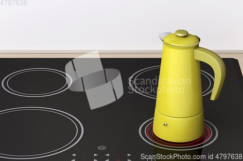 Image of Moka pot on ceramic electric cooktop