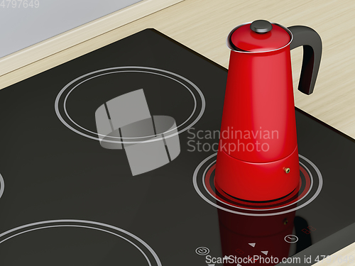 Image of Moka pot on ceramic cooktop