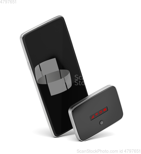 Image of Smartphone and Wi-Fi mobile router
