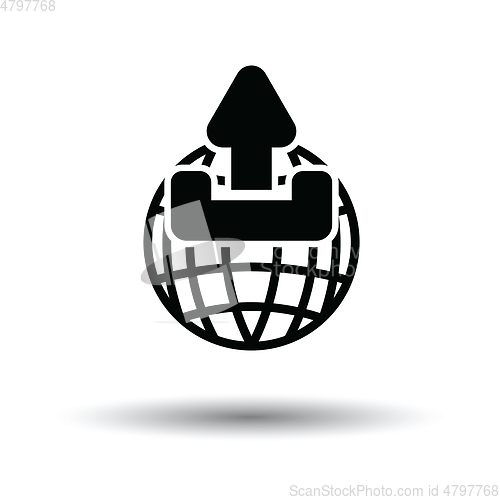 Image of Globe with upload symbol icon