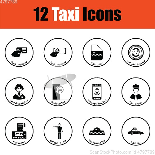 Image of Set of twelve Taxi icons