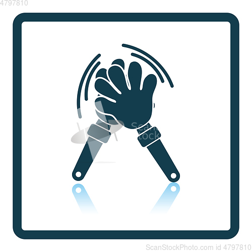 Image of Football fans clap hand toy icon