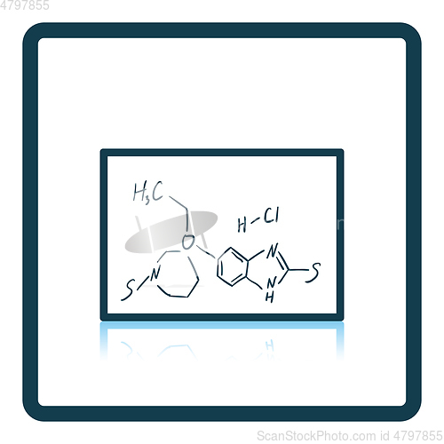 Image of Icon of chemistry formula on classroom blackboard