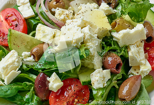 Image of close up of fresh greek salad