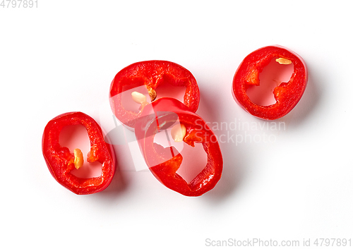 Image of red hot chili pepper slices