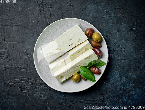 Image of plate of fresh greek cheese