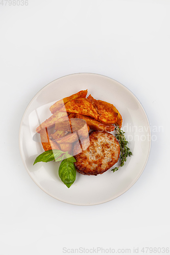 Image of Cutlet, Potatoes And Greenery
