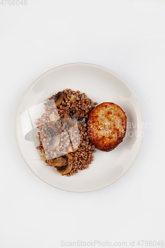 Image of Boiled Buckwheat, Mushrooms And Meat