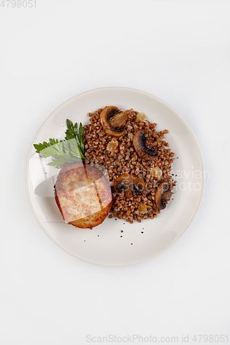 Image of Boiled Buckwheat, Mushrooms And Greenery