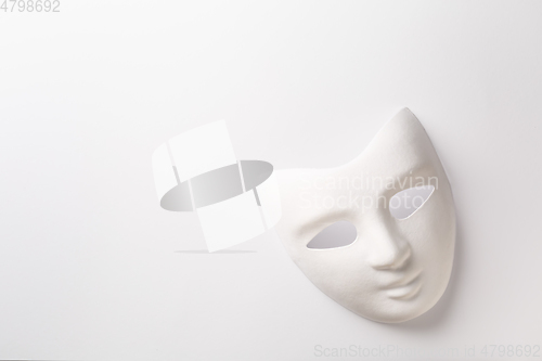 Image of Theater concept - white mask on white background with copy space