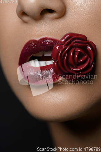 Image of beautiful woman lips closeup