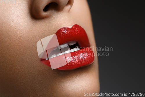 Image of beautiful woman lips closeup