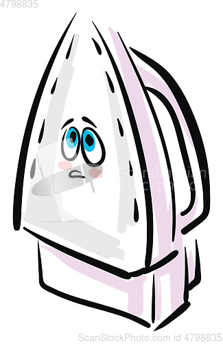 Image of Emoji of a sad pink-colored ironbox vector or color illustration