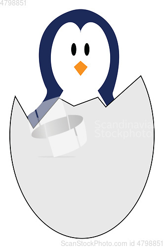 Image of Little penguin inside egg shellillustration vector on white back