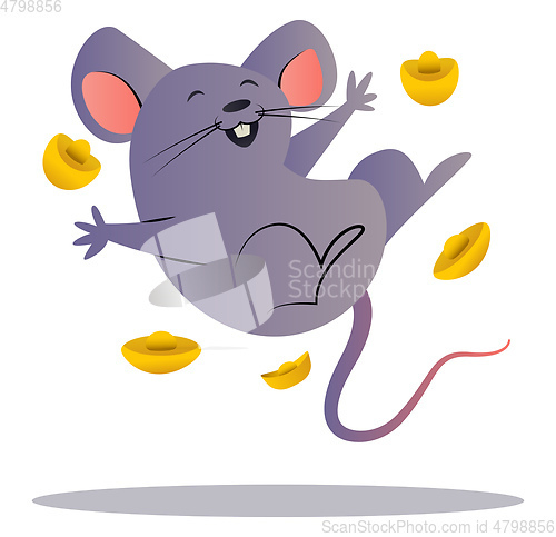 Image of Happy cartoon chinese mouse vector illustration on white backgro