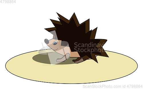 Image of Cartoon funny hedgehog on a large circular disc vector or color 