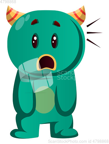 Image of Green monster can\'t believe what is happening vector illustratio