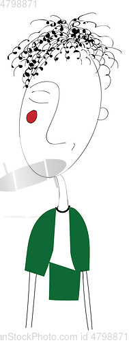 Image of A boy wearing a green shirt looks cute vector or color illustrat